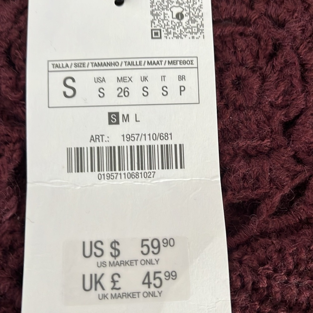 Zara crochet knit sweater in burgundy 
Runs small - Picture 2 of 7